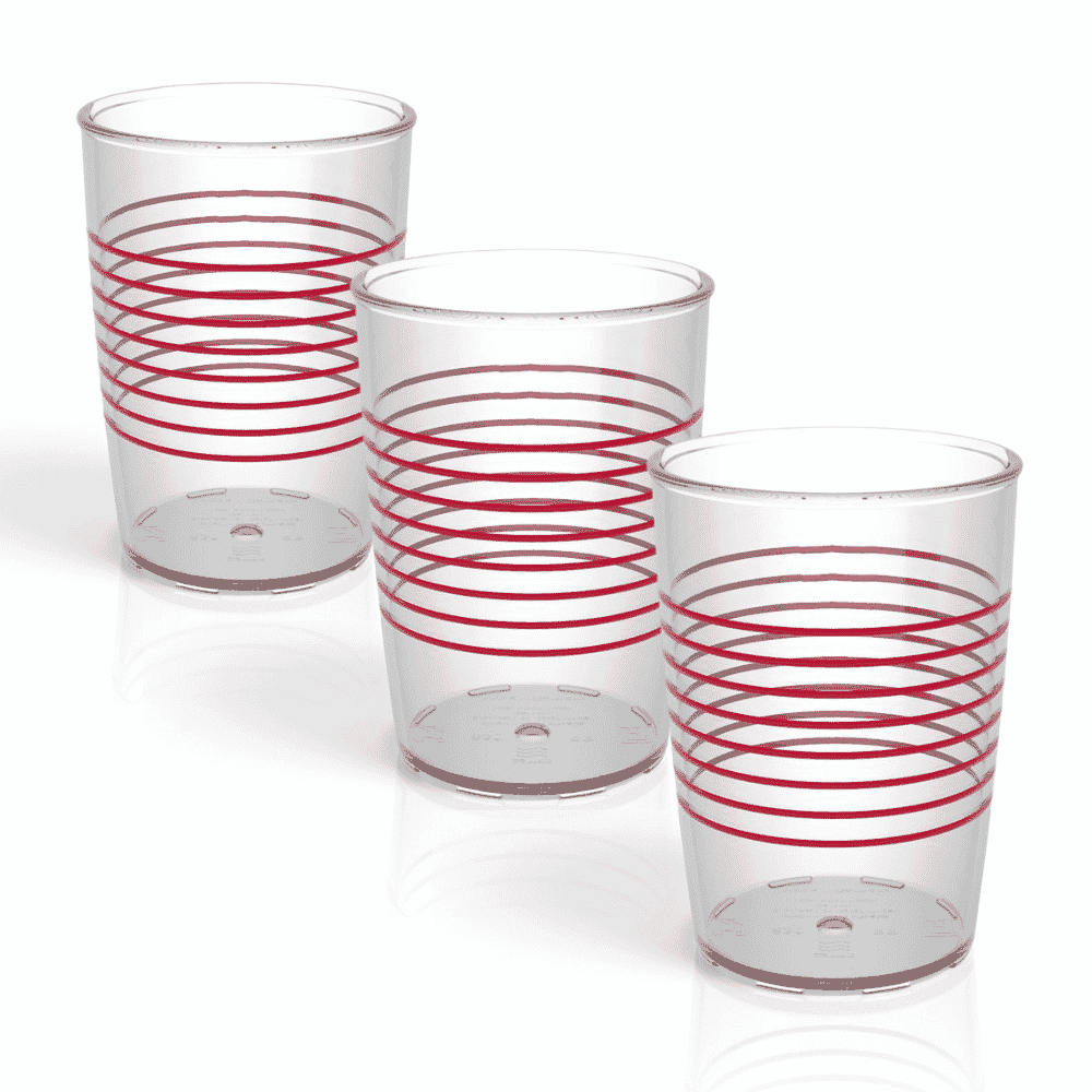 transparent non slip cup red pack of 3