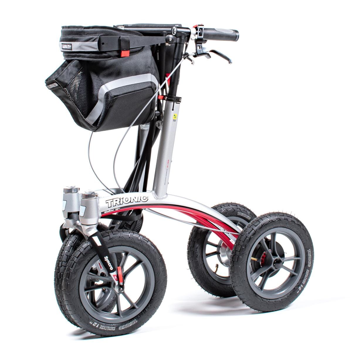 trionic walker backrest shown on folded walker