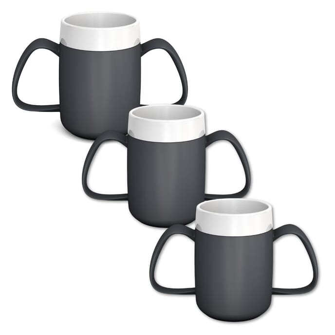 two handled mug with internal cone anthracite pack of 3