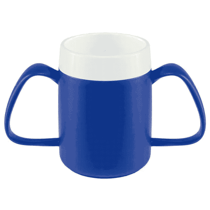 two handled mug with internal cone blue