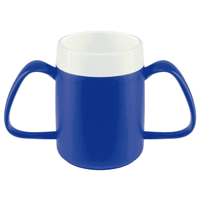 two handled mug with internal cone blue