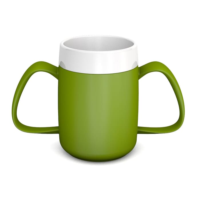 two handled mug with internal cone green