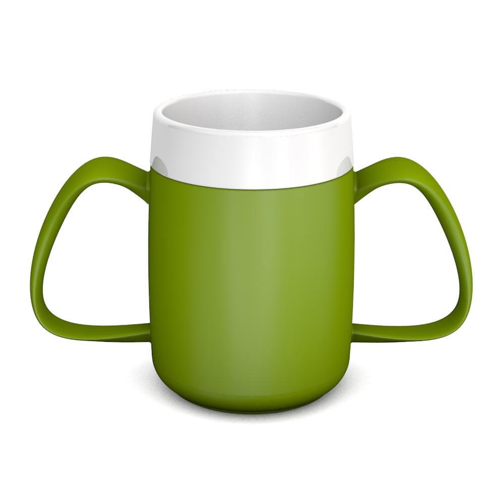 two handled mug with internal cone green