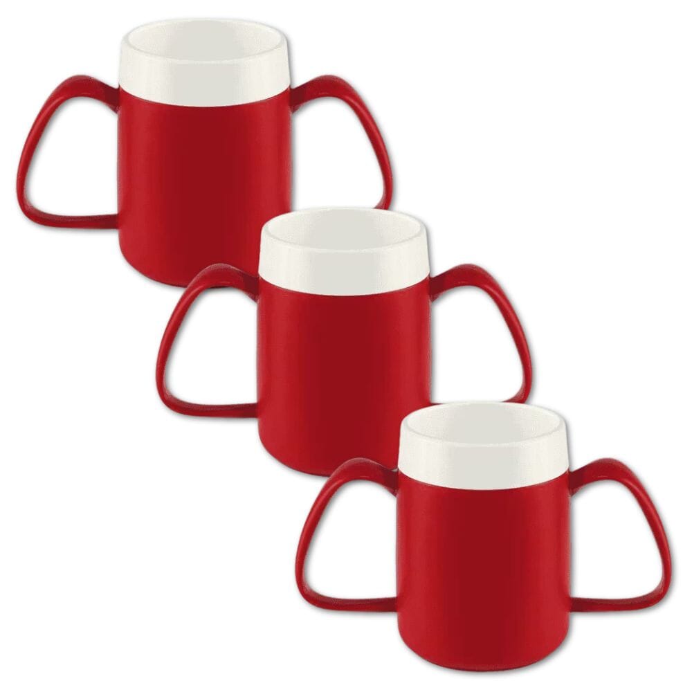 two handled mug with internal cone red pack of 3