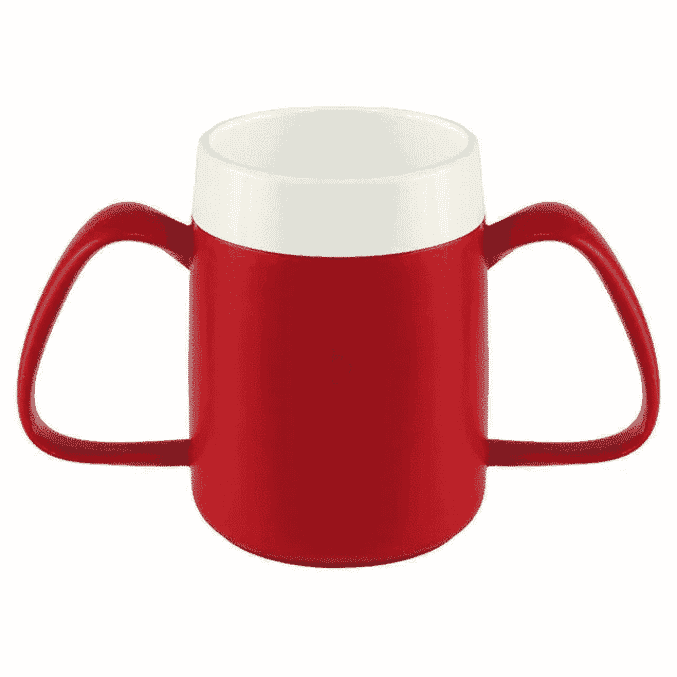 two handled mug with internal cone red