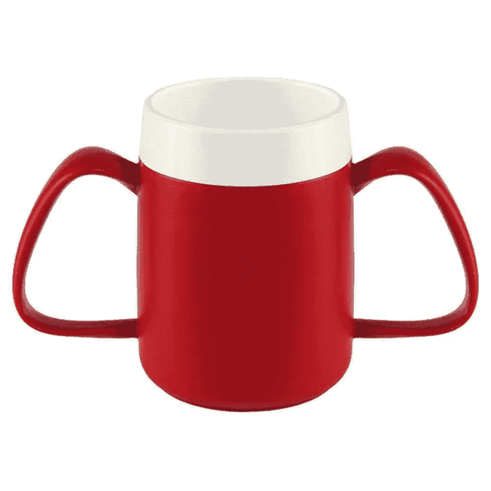 two handled mug with internal cone red