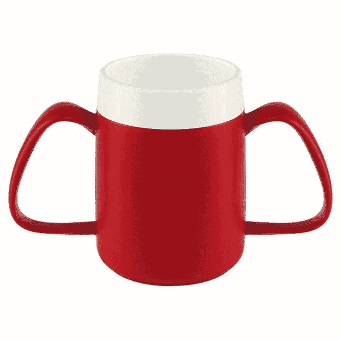 two handled mug with internal cone red