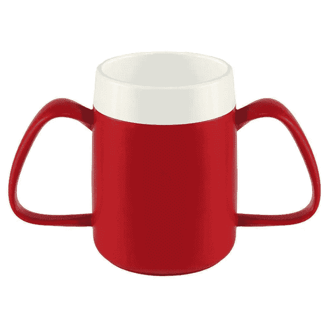 two handled mug with internal cone red