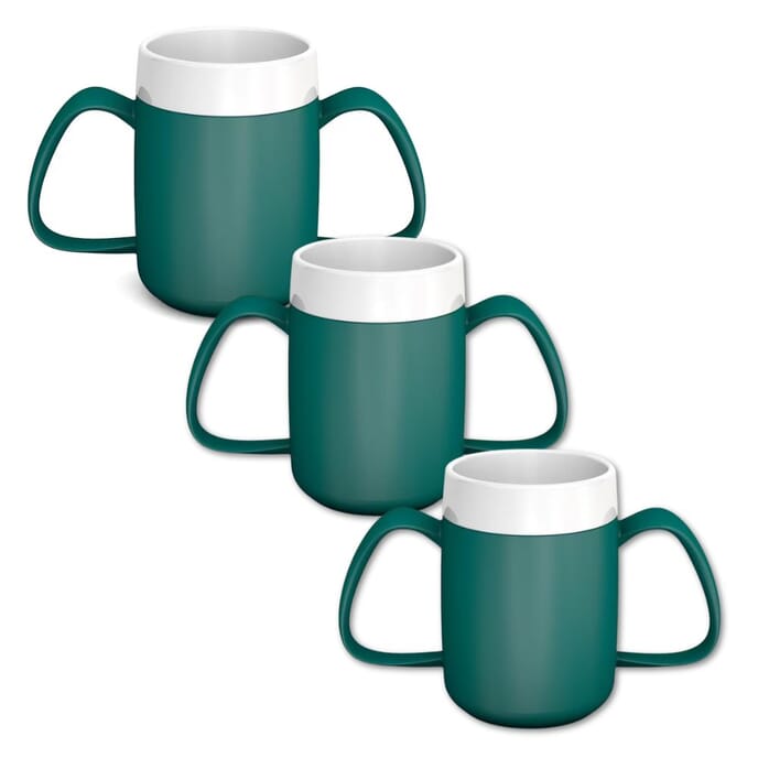 two handled mug with internal cone teal pack of 3