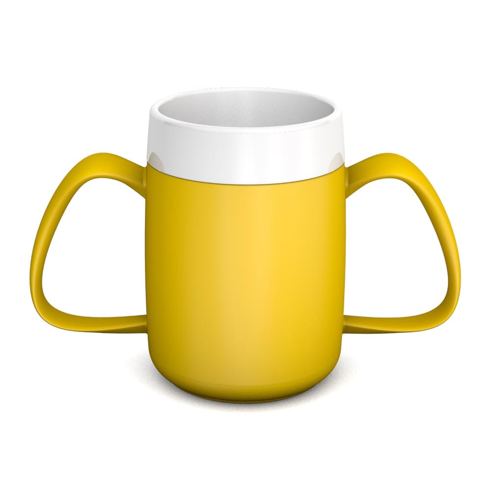 two handled mug with internal cone yellow