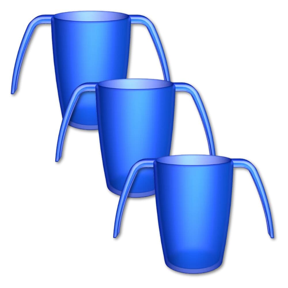 two handled transparent mug blue pack of 3