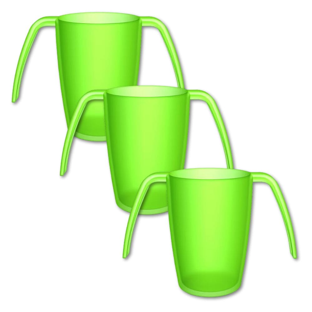 two handled transparent mug green pack of 3