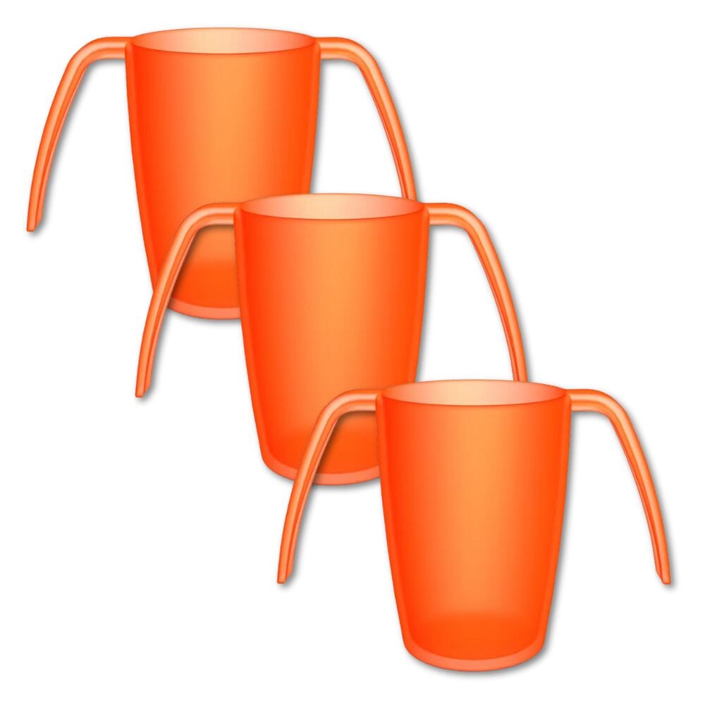 two handled transparent mug orange pack of 3