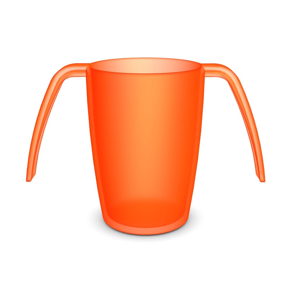 two handled transparent mug orange