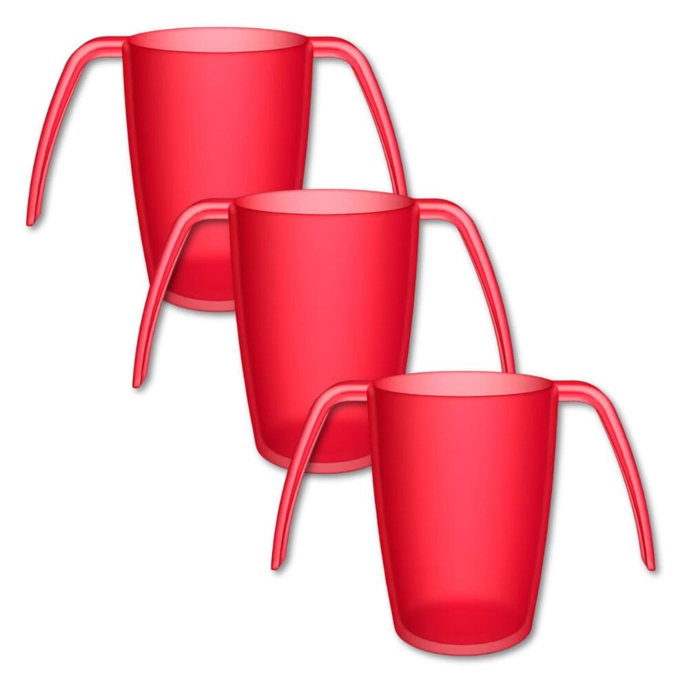 two handled transparent mug red pack of 3