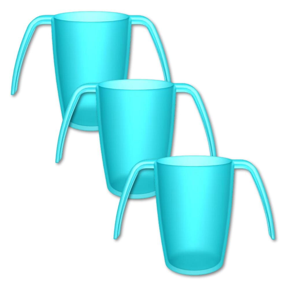 two handled transparent mug turquoise pack of 3