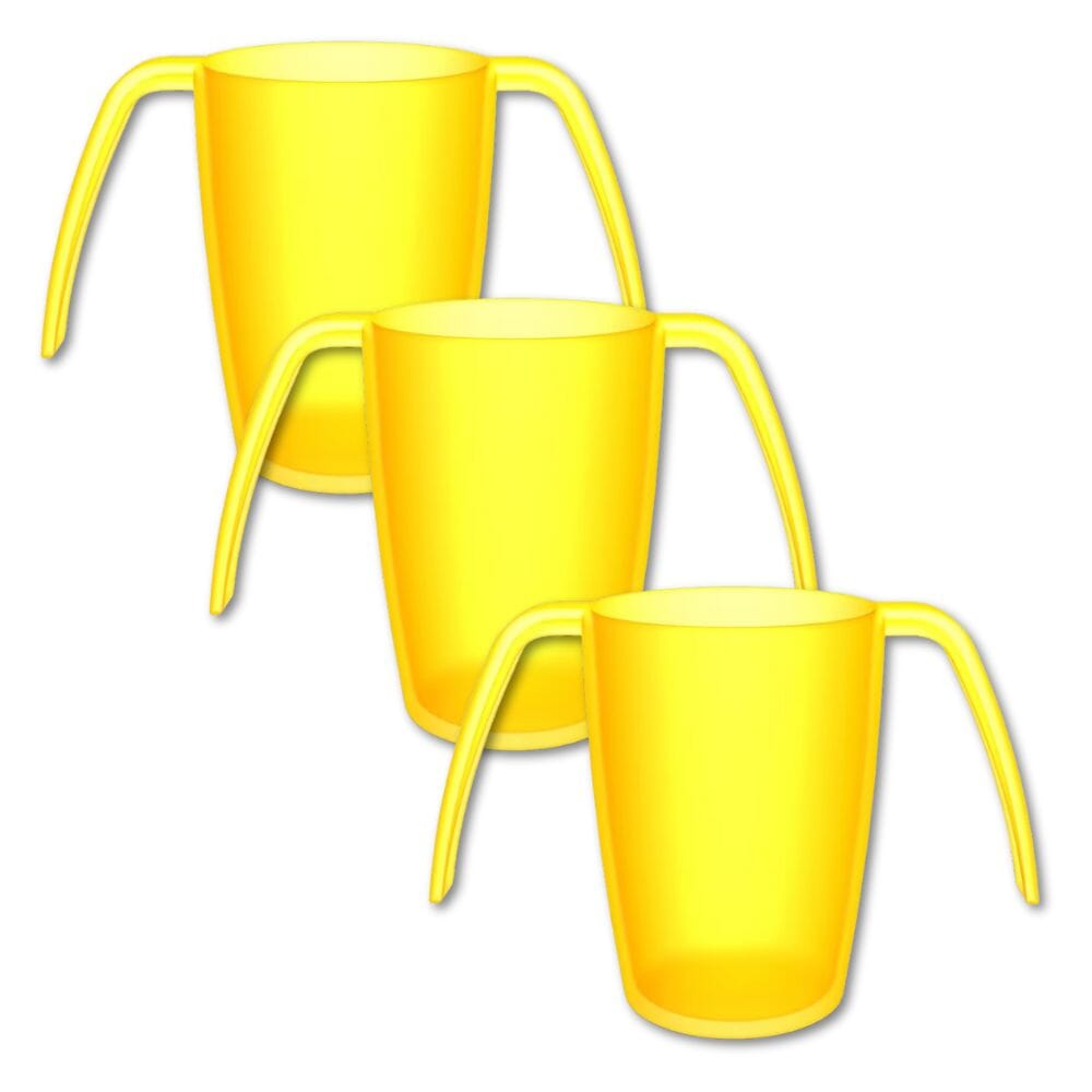 two handled transparent mug yellow pack of 3