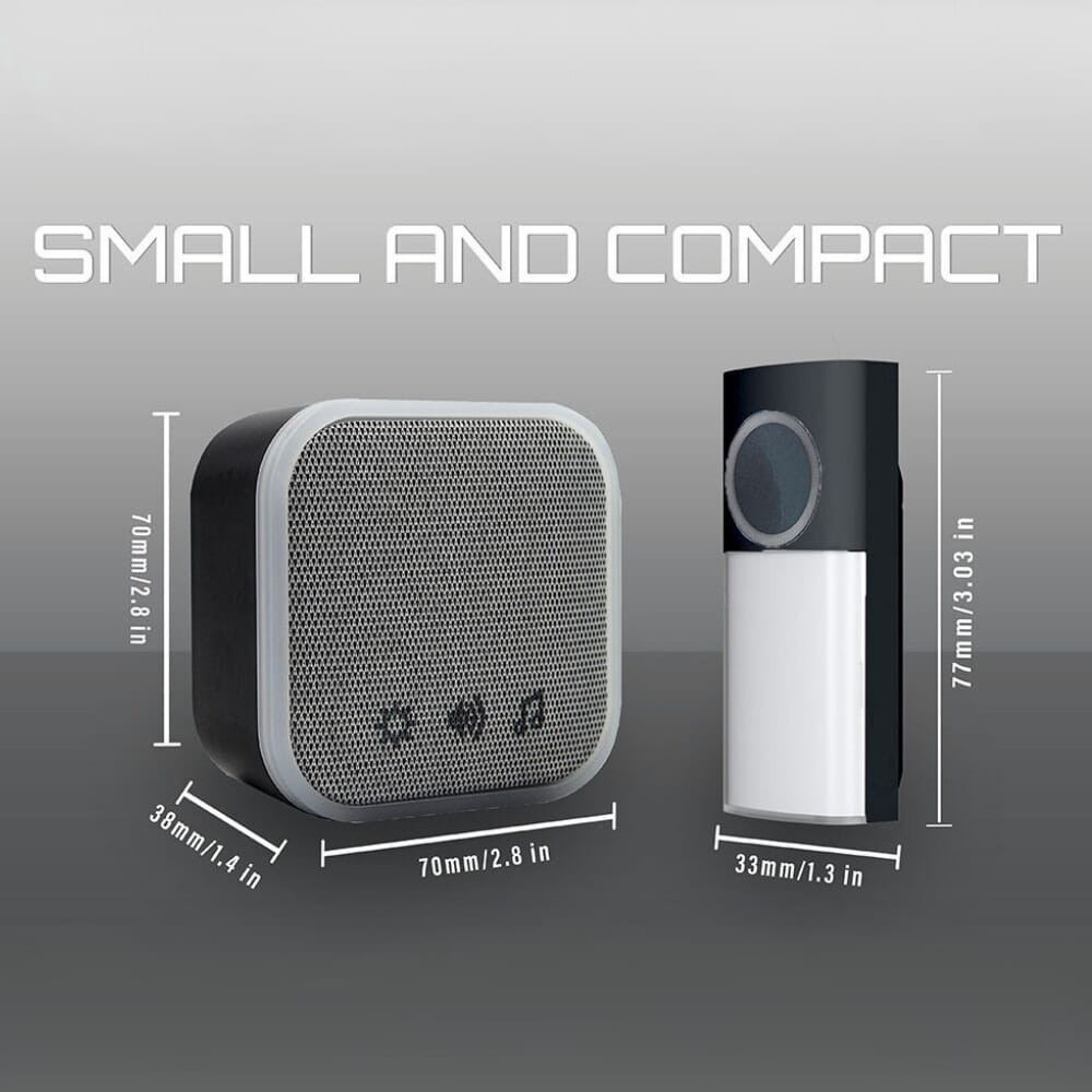 uni com portable and plug in door chime set black dimensions