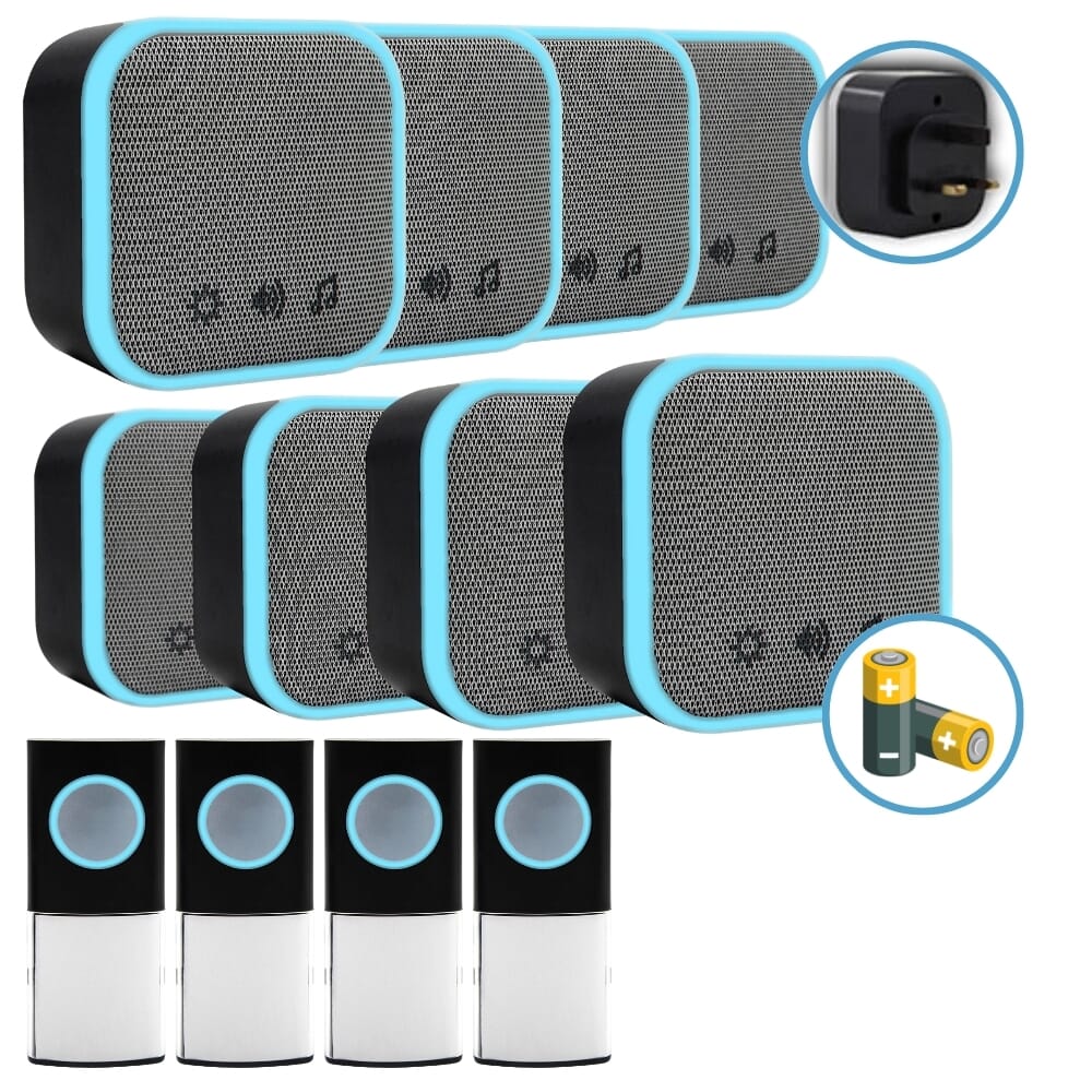 uni com portable and plug in door chime set black pack of 4