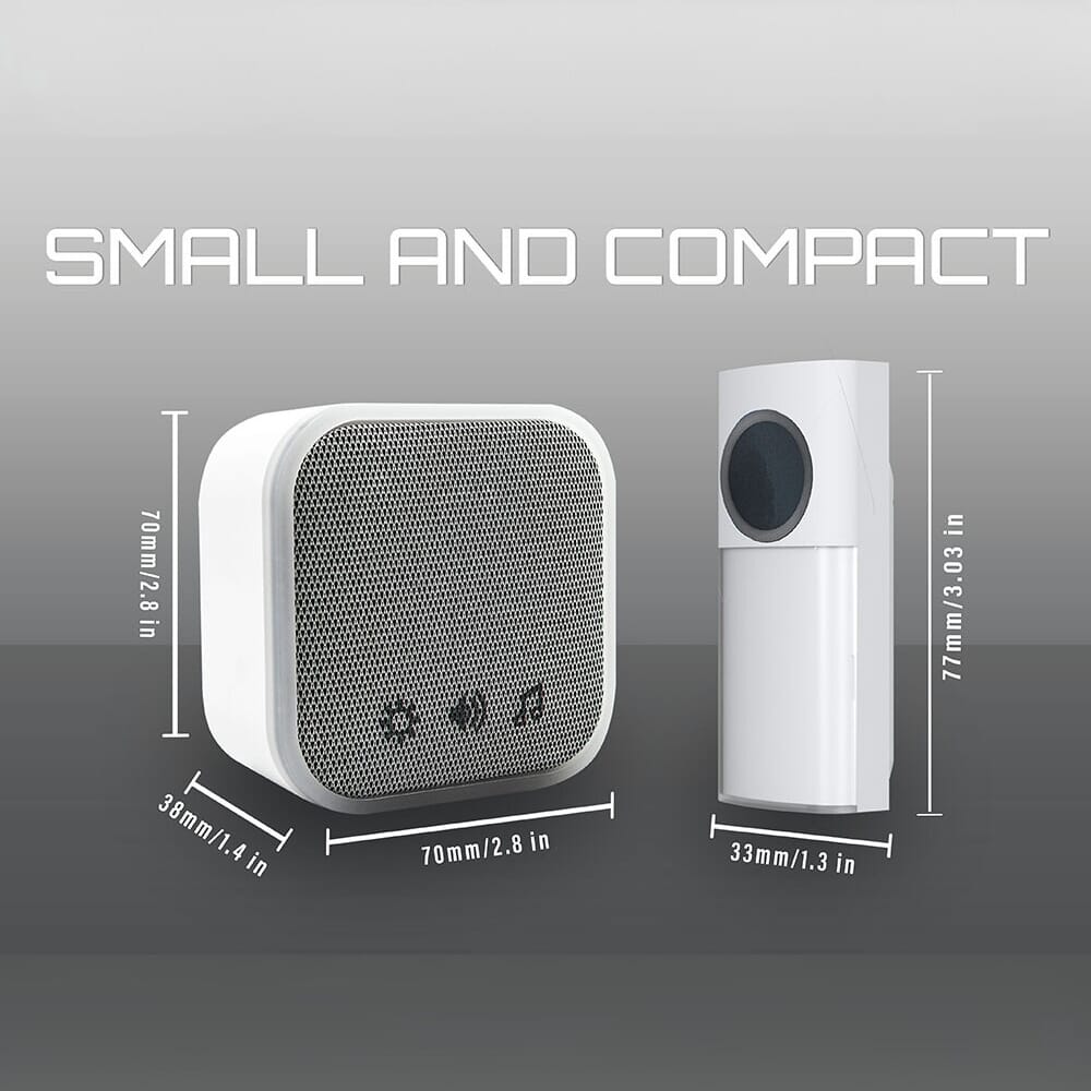 uni com portable and plug in door chime set white dimensions