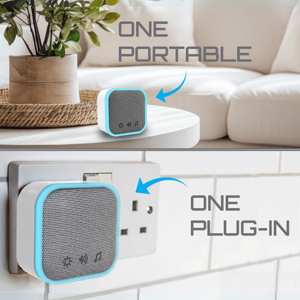 uni com portable and plug in door chime set white one of each
