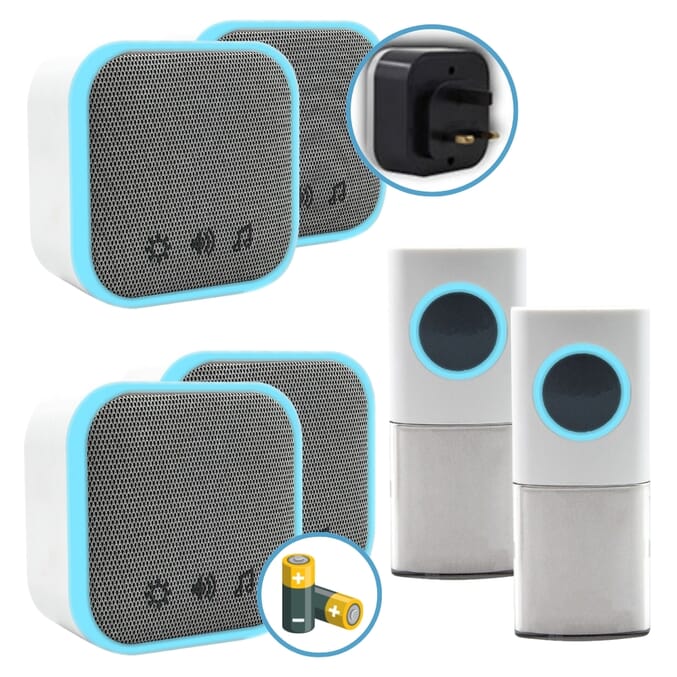 uni com portable and plug in door chime set white pack of 2