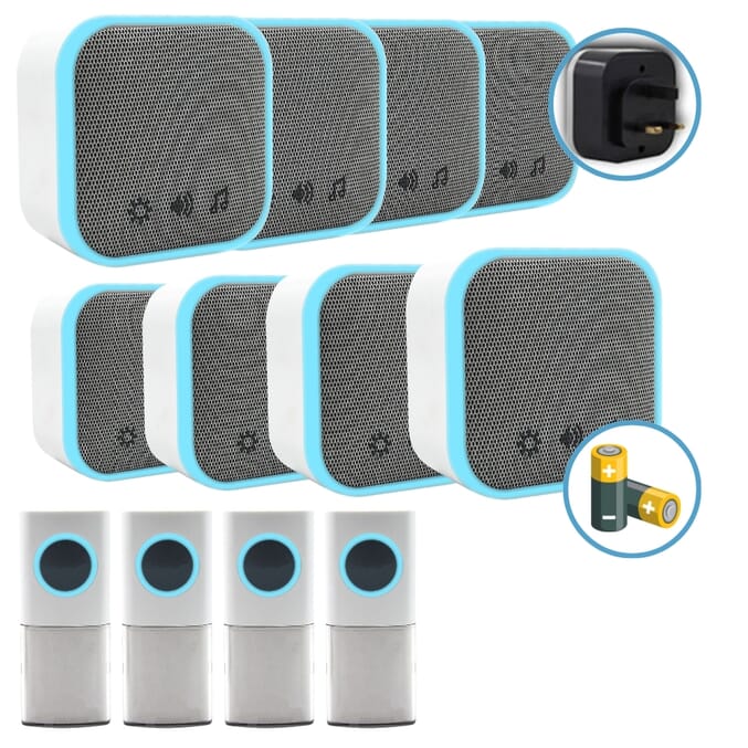 uni com portable and plug in door chime set white pack of 4