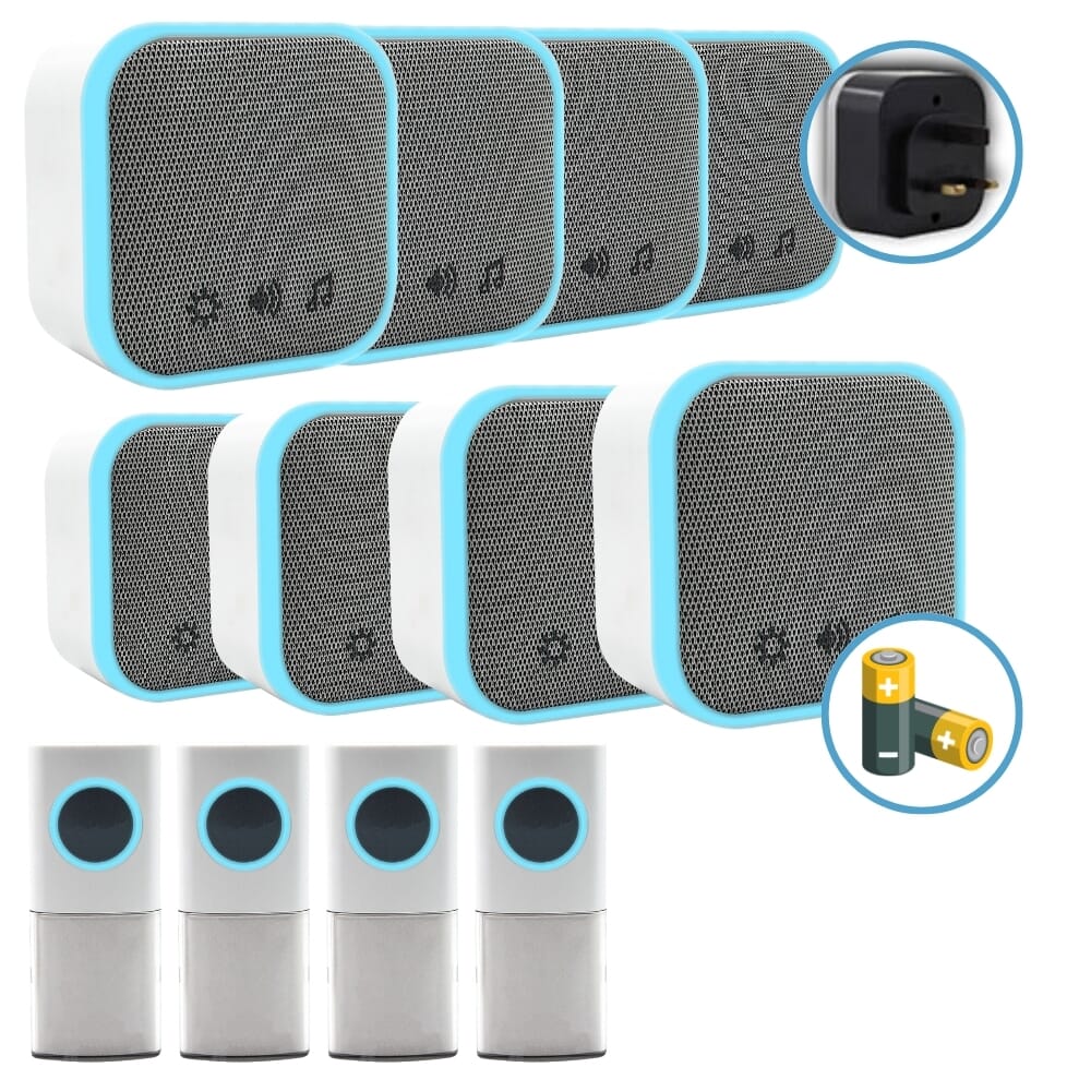 uni com portable and plug in door chime set white pack of 4