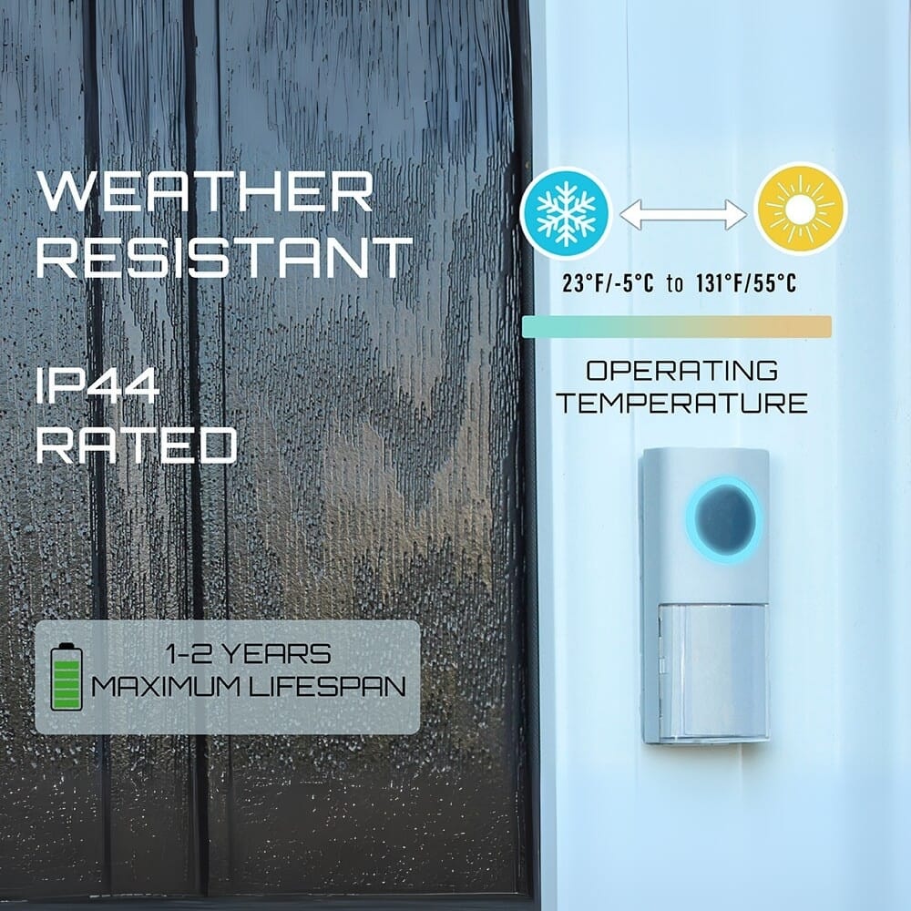 uni com portable and plug in door chime set white weather