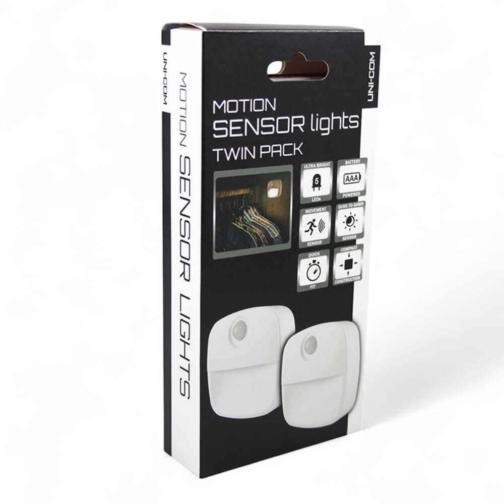 uni com sensor light twin pack box