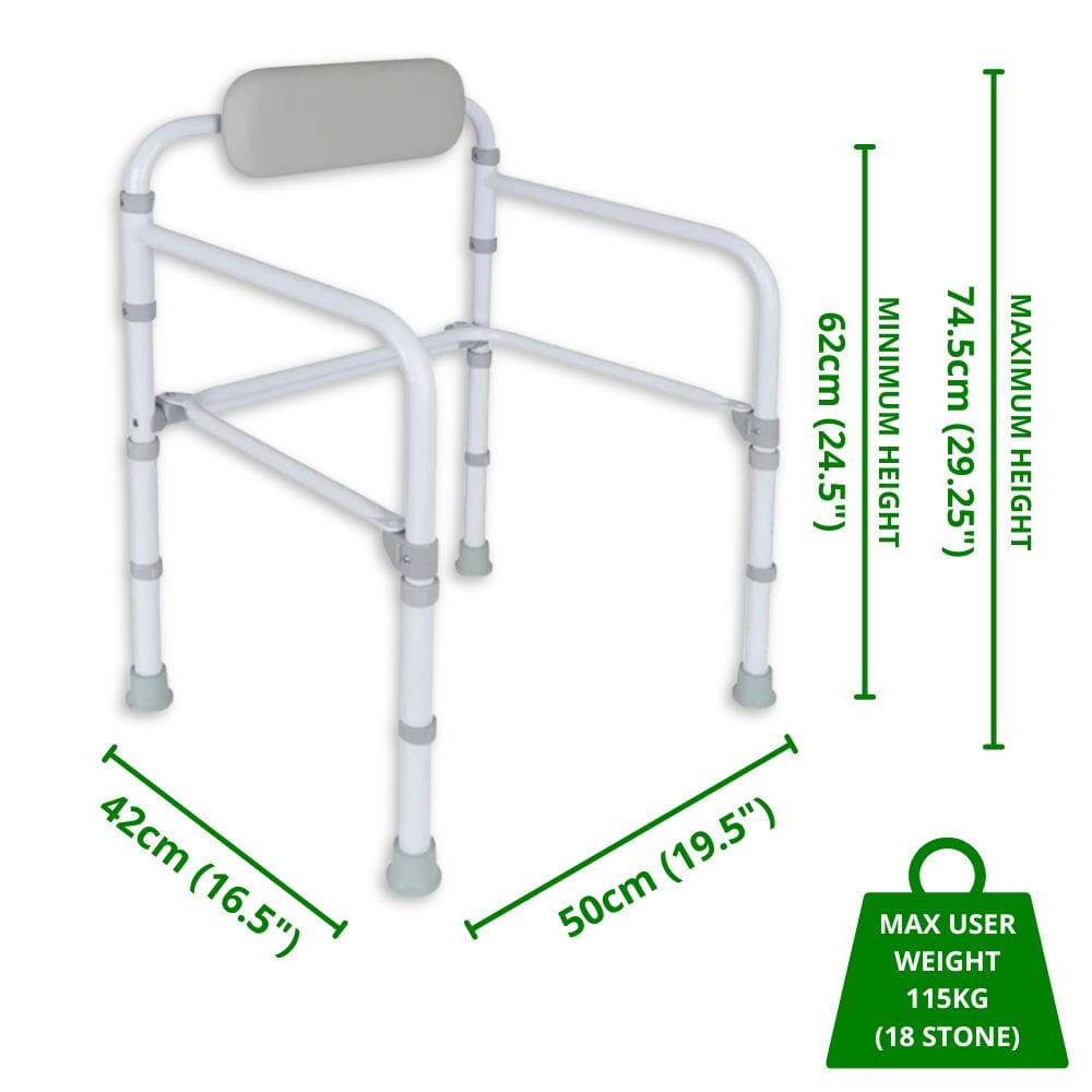 uni frame folding toilet frame dimensions