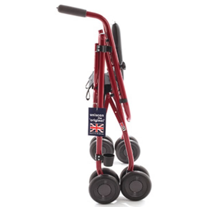 uniscan tall freeway rollator burgundy folded