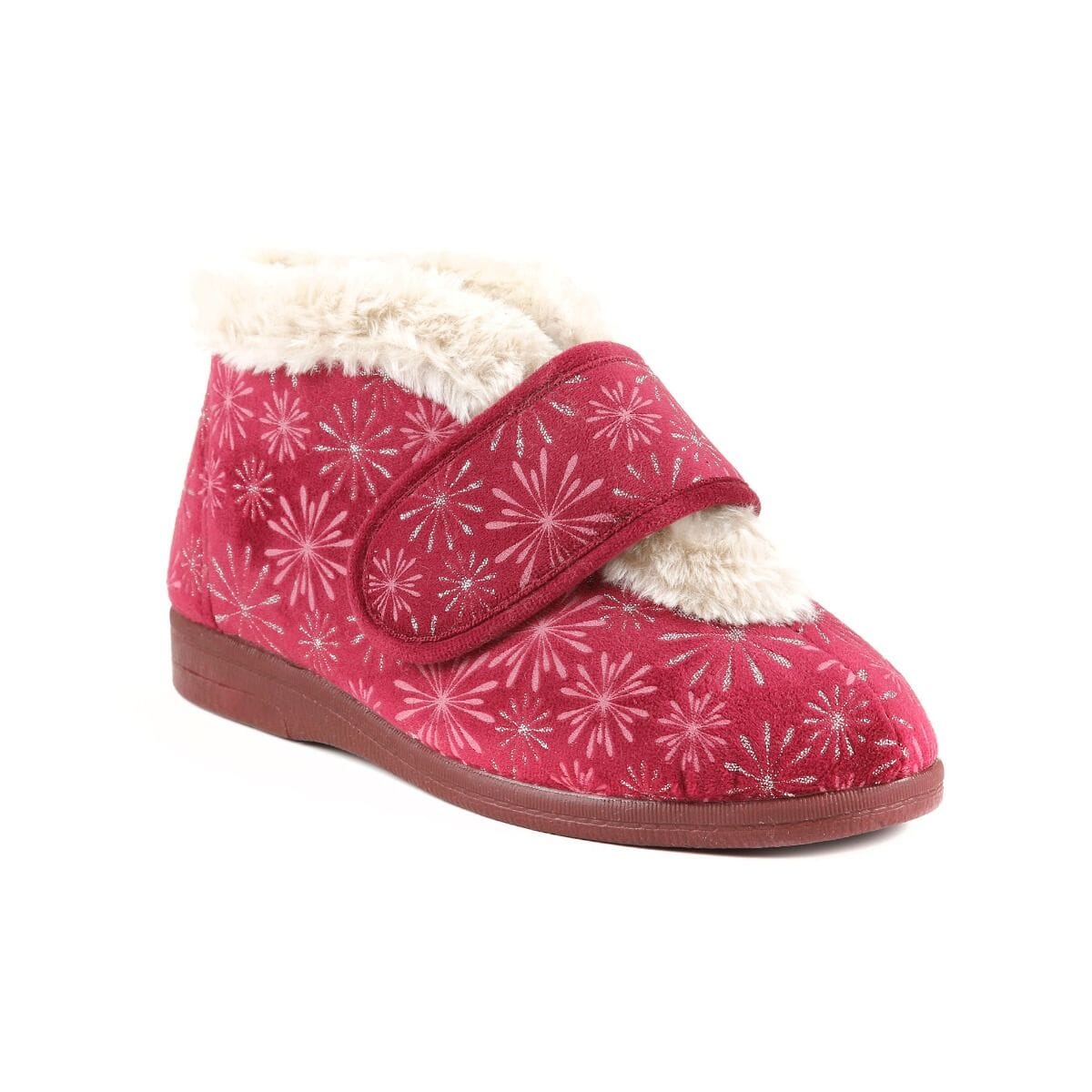 val ladies extra wide slipper wine starburst