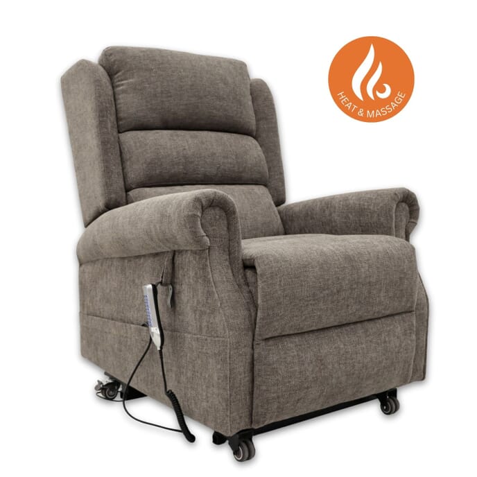 vermont rise and recline chair cocoa with heat and massage