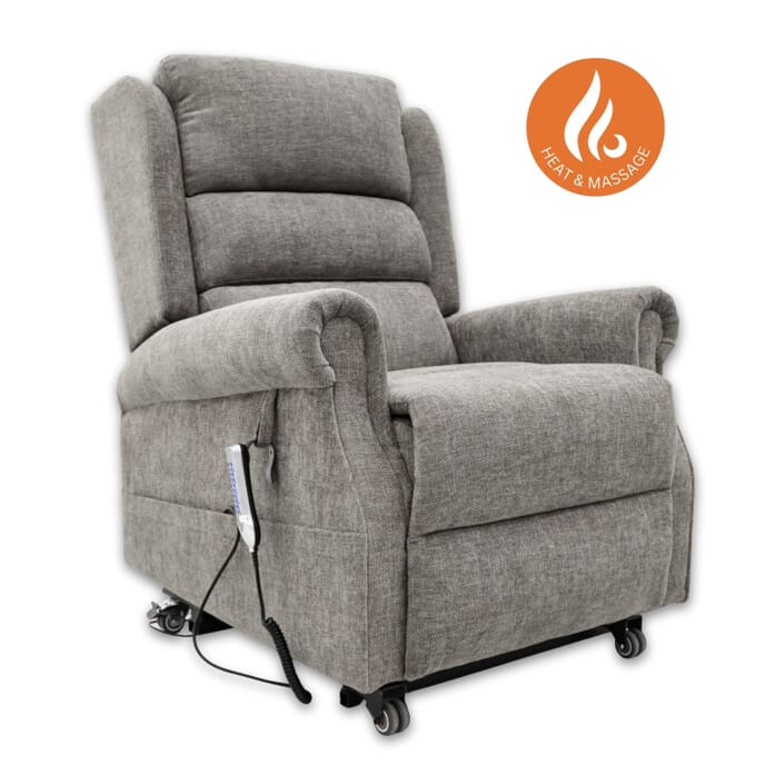 vermont rise and recline chair flint with heat and massage