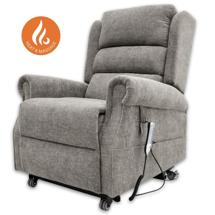 vermont royale rise and recline chair flint with heat and massage