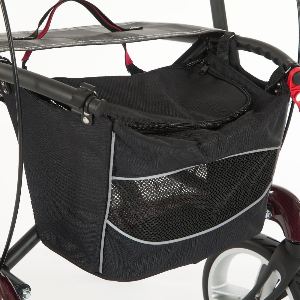 vivus carbon fibre rollator red bag