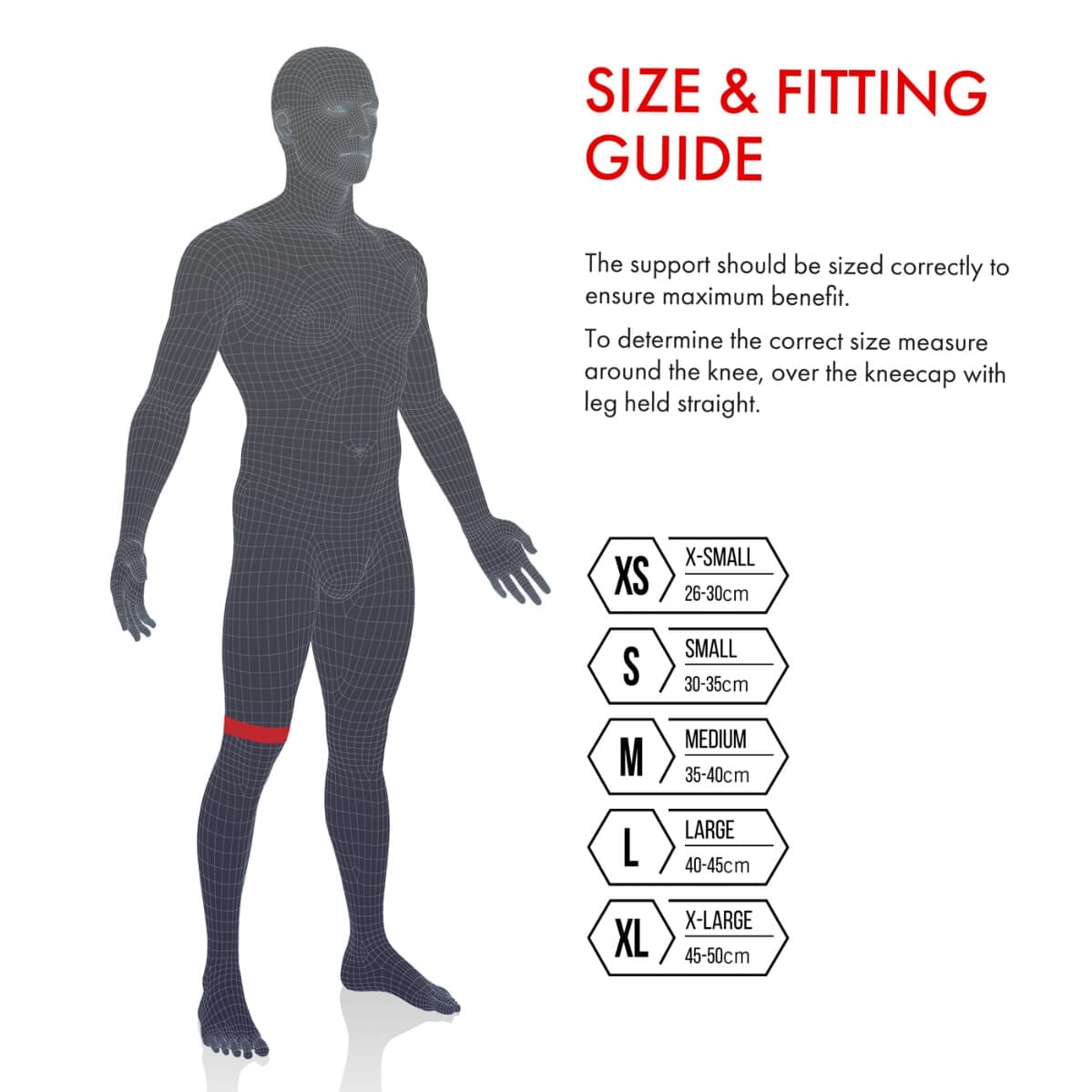 vulkan thick knee support size guide