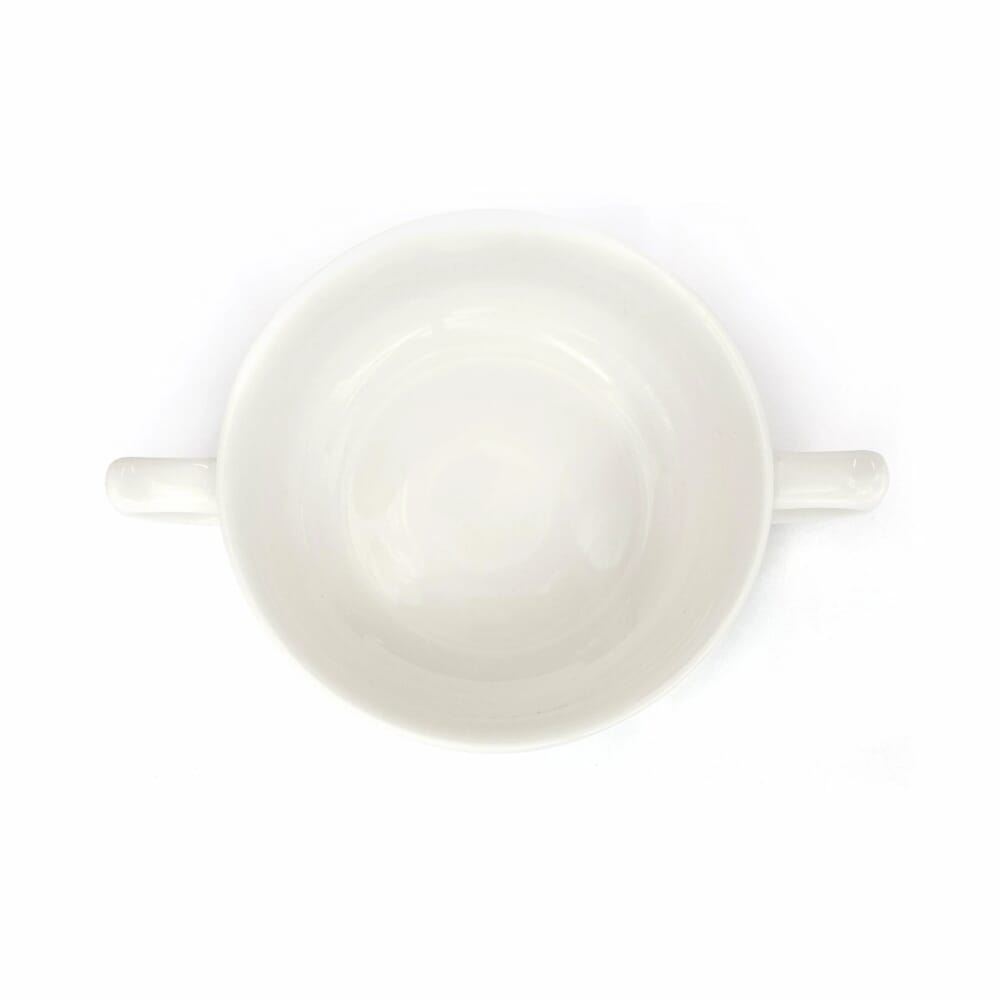 wade dignity two handled bowl white top down