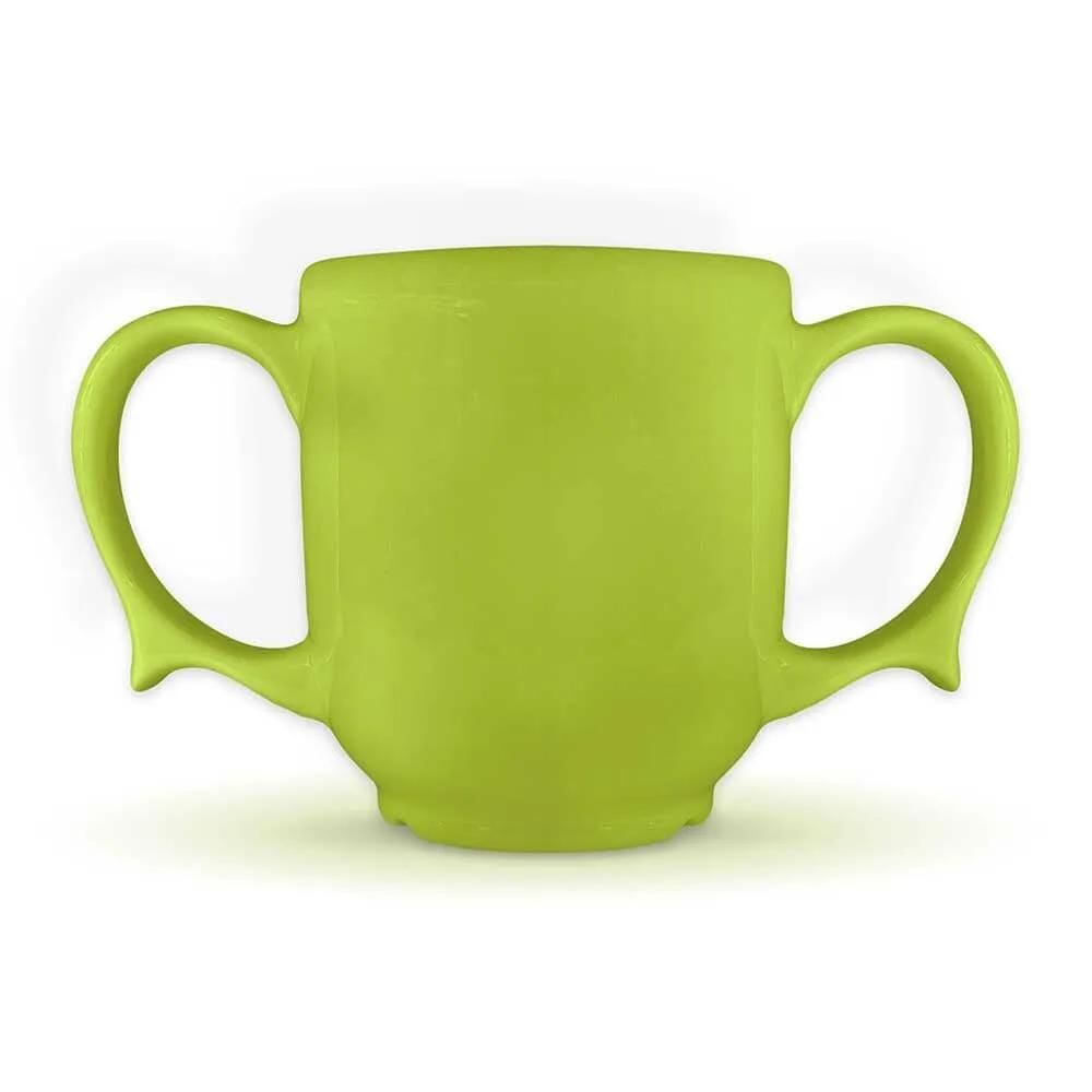 wade dignity two handled ceramic mug green front