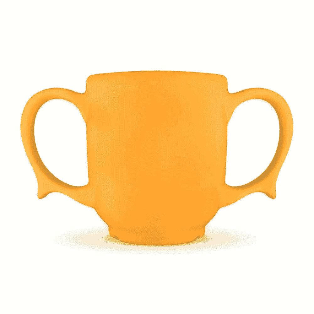 wade dignity two handled ceramic mug yellow front