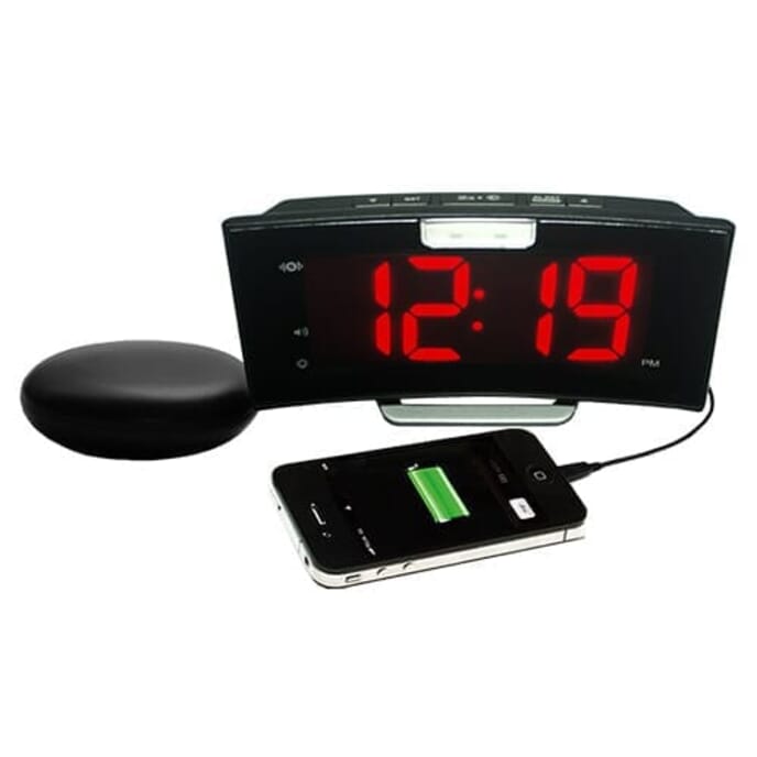 wake n shake led curve alarm clock