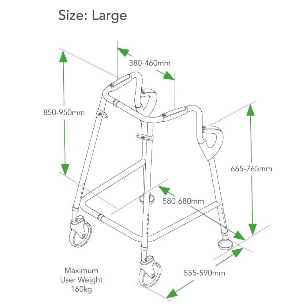 walk safe walking frame large dimensions