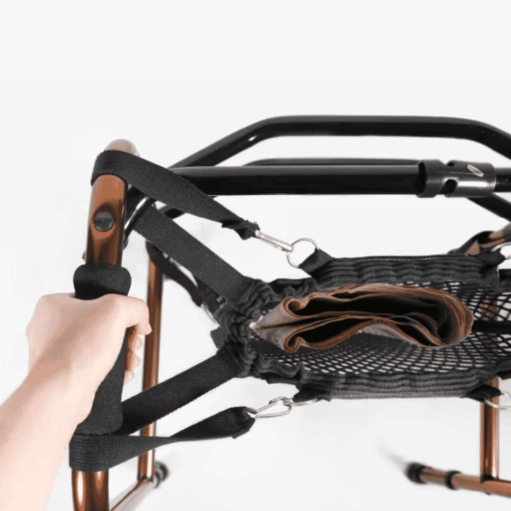 walker walking frame carry bag netting in use