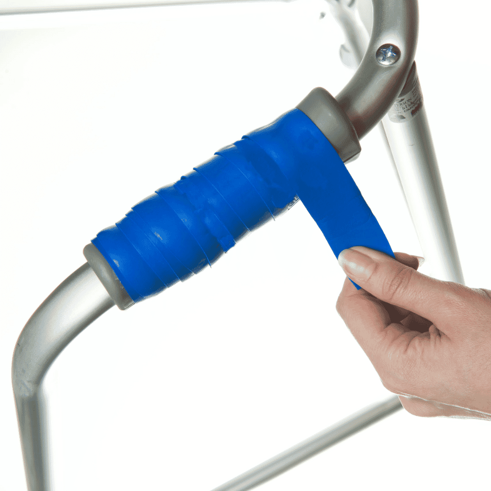 walking frame grip tape blue in use