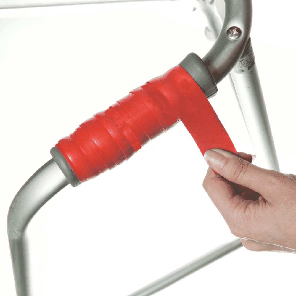 walking frame grip tape red in use