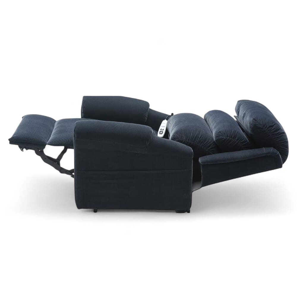 walmesley dual motor riser recliner chair blue flat side view