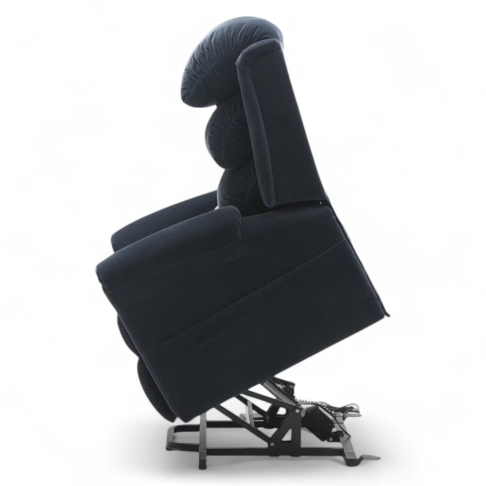 walmesley dual motor riser recliner chair blue rise side view