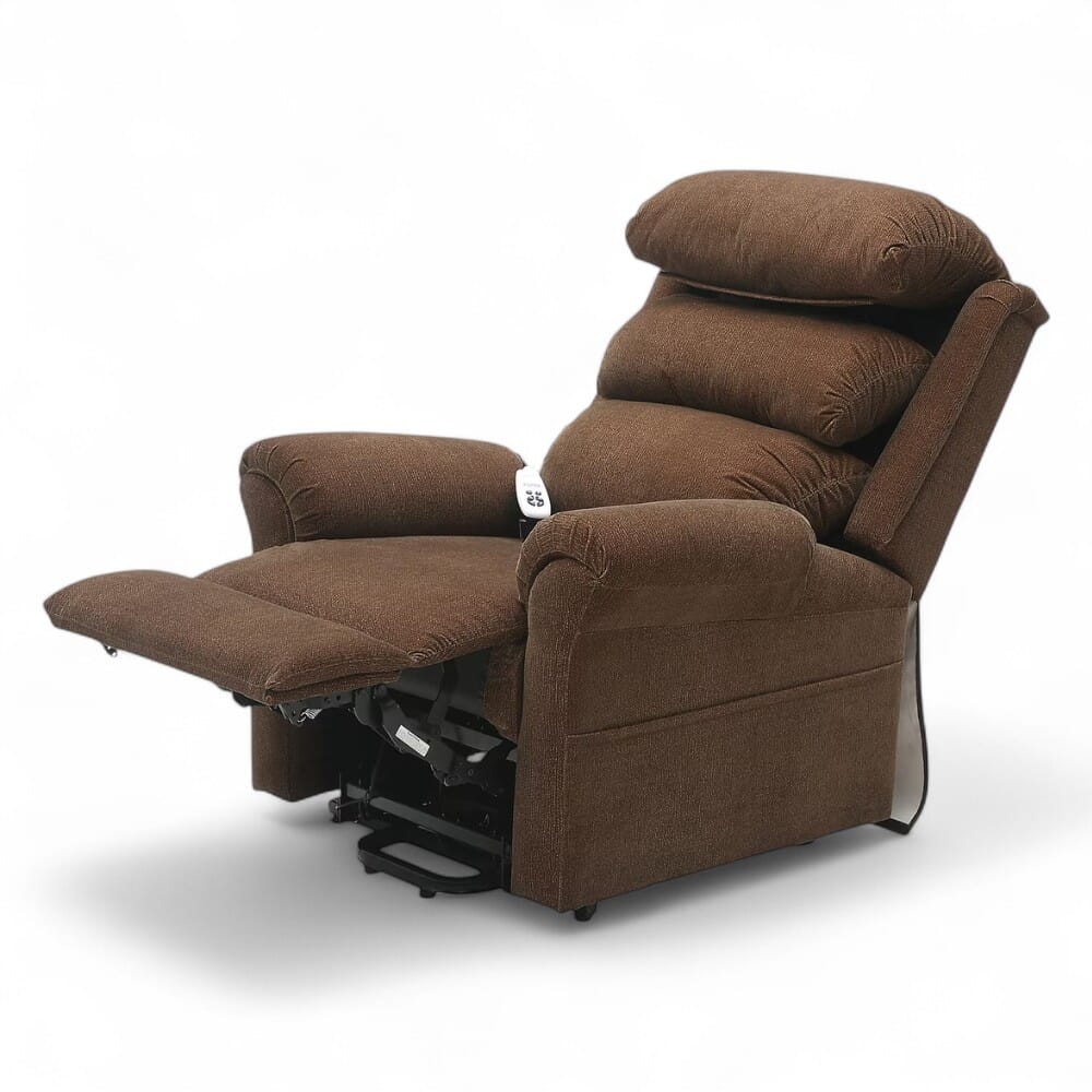 walmesley dual motor riser recliner chair brown leg rest raised
