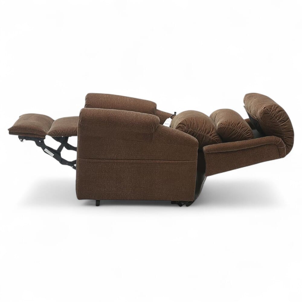 walmesley dual motor riser recliner chair brown side view